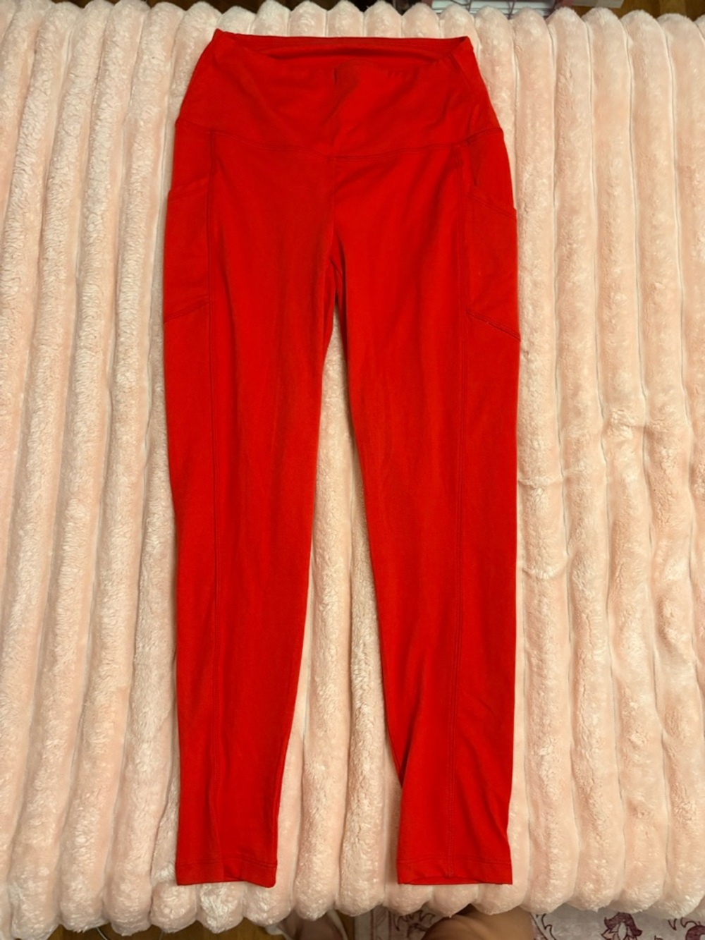 High-Waist Red Women's Active Leggings